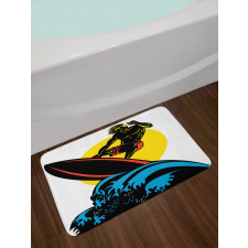 Man on Sea Waves Bath Mat