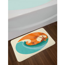 Retro Man Surfing Bath Mat