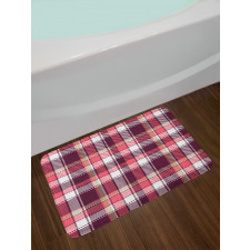 Retro Plaid Squares Bath Mat