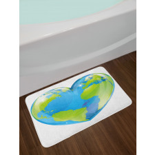 Vibrant Globe Heart Shape Bath Mat