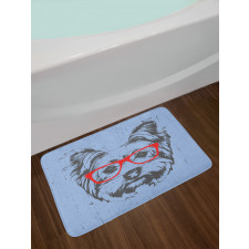 Fun Portrait Red Glasses Bath Mat