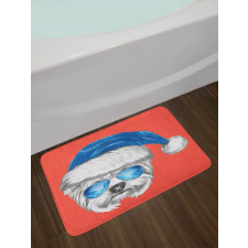 Blue Santa Hat Funny Bath Mat