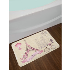 Floral Paris Eiffel Bath Mat