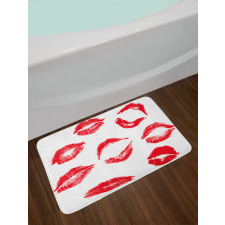 Different Red Kiss Marks Bath Mat