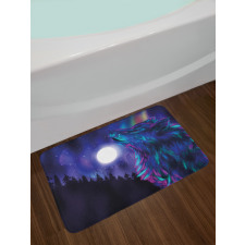 Aurora Borealis and Wolf Bath Mat