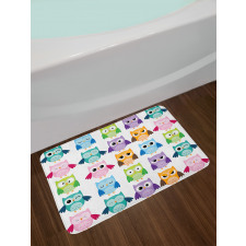 Friendly Bird Owl Comic Bath Mat