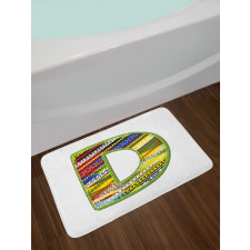 Letter Ornament Retro Bath Mat