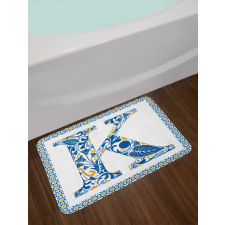 Leaves Blooms Initial Bath Mat