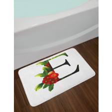 Alphabet Red Blooms Bath Mat