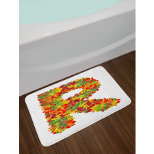 Floral R Maple Leaves Bath Mat