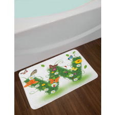 Green Foliage Animals Bath Mat