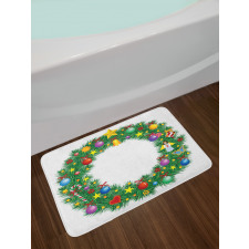 Letter O Xmas Wreath Bath Mat