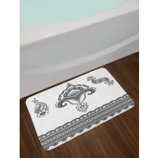 Floral Pattern Doodle Ornate Bath Mat