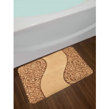 Monochrome Tones Ornate Wood Bath Mat