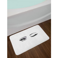 Flirting Winking Woman Bath Mat