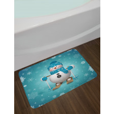 Skiing Snowflakes Fun Bath Mat