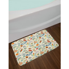 Cartoon Style Elements Bath Mat