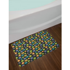 Cartoon Style Beings Bath Mat