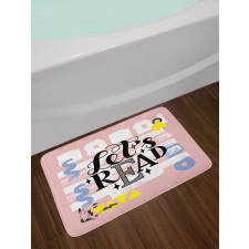 Lets Read Phrase Pastel Bath Mat