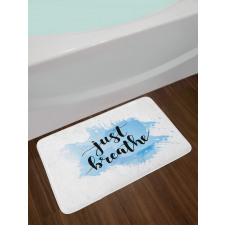 Phrase on Blue Bath Mat