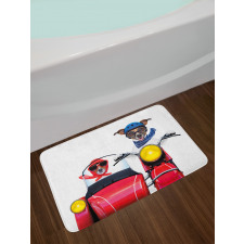 Funny Canine on Bike Bath Mat