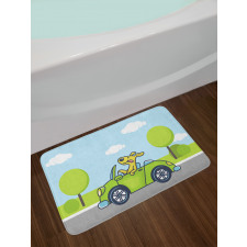 Puppy on the Road Bath Mat