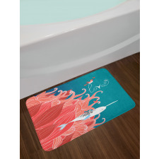 Arctic Whale and Bird Bath Mat