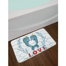 Whales in Love Design Bath Mat