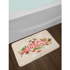 Floral Merry Xmas Bath Mat