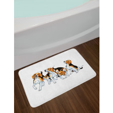 4 Beagle Hounds Play Bath Mat