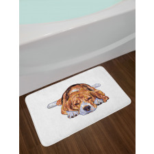 Old Dog Resting Sketch Bath Mat