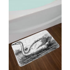 Hand Drawn Swan Design Bath Mat