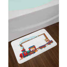 Children on Cartoon Train Bath Mat