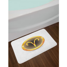 Yellow Round Sign Bath Mat