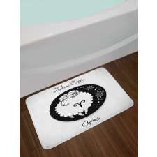 Funny Ram in a Dot Bath Mat