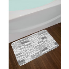 Hand Drawn Houses Town Bath Mat