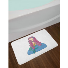 Girl Pink Hair Bath Mat