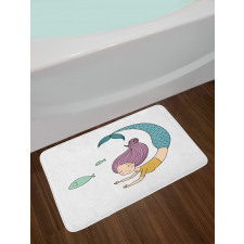 Happy Girl with Fish Bath Mat