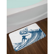 Riding a Big Wave Art Bath Mat