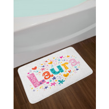 Vintage Doodle Flowers Bath Mat