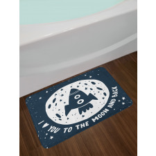 Spaceship and Love Saying Bath Mat