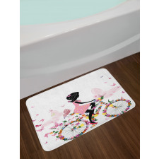 Girl Flower Butterflies Bath Mat