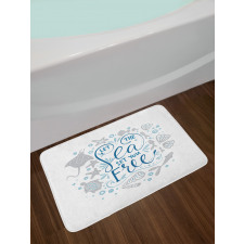 Marine Words with Fish Bath Mat