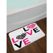 Zebra Stripes Hearts Bath Mat