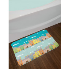 Colorful Cartoon Town Bath Mat