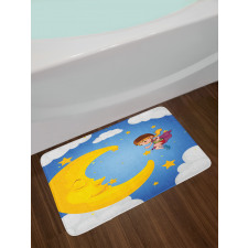 Cartoon Girl Flying Bath Mat