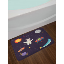 Astronaut Deer in Space Bath Mat