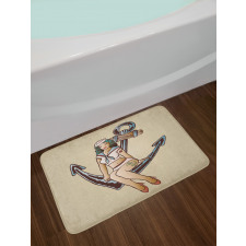 Sailor Pinup Girl Motif Bath Mat