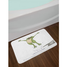 Happy Jumping Toad Humor Bath Mat