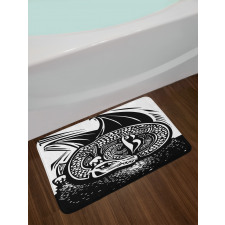 Curled up Dragon Sketch Bath Mat